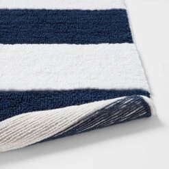 Rugby Striped Kids' Bath Rug Navy - Pillowfort™ -Pillowfort Kids Outlet Store GUEST 762155a6 5a16 44cb 9543 ebdc34fd8281