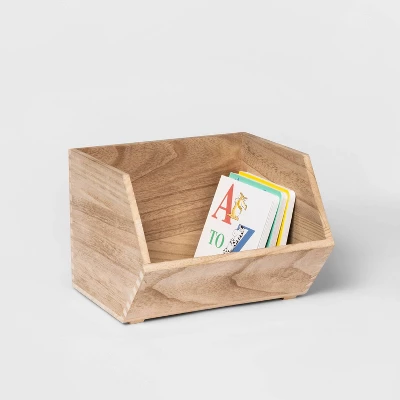 Stackable Wood Kids' Storage Bin Light Brown - Pillowfort™ 2 Stackable Wood Kids' Storage Bin Light Brown - Pillowfort™ - Image 2