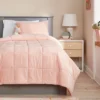 Twin Kids' Comforter Set Windowpane Velvet Pink - Pillowfort™