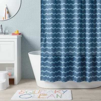 Wave Kids' Shower Curtain Blue - Pillowfort™ 1 Wave Kids' Shower Curtain Blue - Pillowfort™